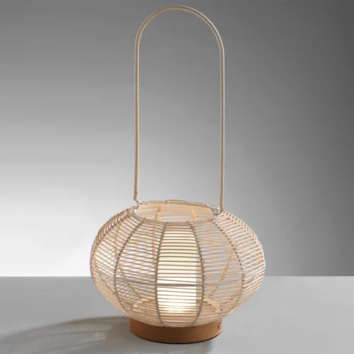 Lanterna ⌀ 27,5 cm lampada in legno e rattan