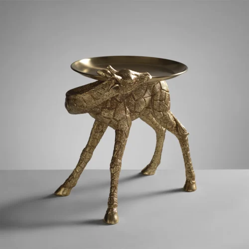 Tavolino in resina foglia oro H. 34 cm