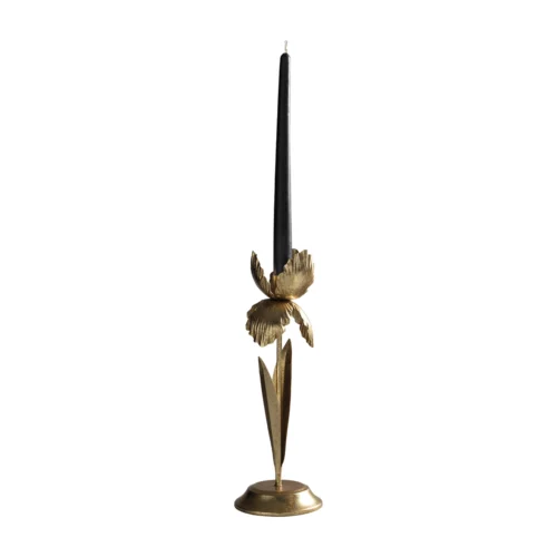 Portacandela H. 25 cm in metallo foglia oro